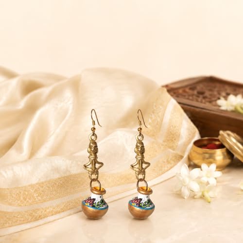Image of Handcrafted Boho & Tribal Earrings for Women - Wooden, Brass & Terracotta Statement Designs in Drop, Hoop, Loop & Dangle Styles