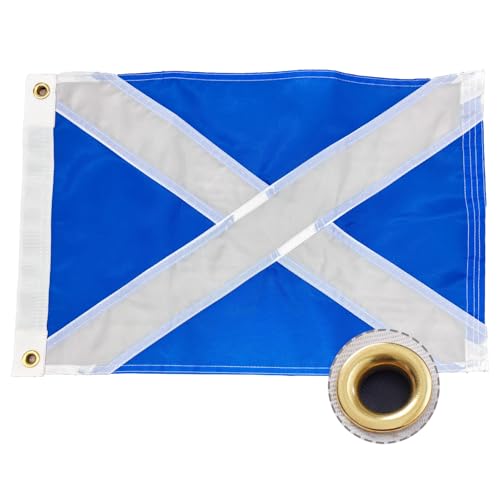 ROTERDON Scotland Flag 12x18 Inch Embroidered Scottish Flag Double Stitched Scottish National Flags 12x18 for Boat Heavy Duty Nylon Boat Flags with Brass Grommets