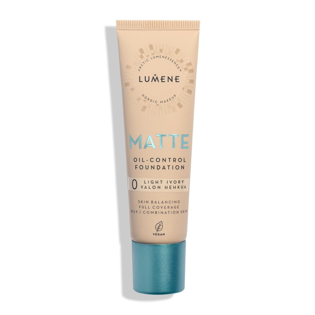 Lumene Matt Control Oil Free Foundation for Oily and Combination Skin Full Coverage with Arctic Cloudberry 30 ml / 1.0 Fl.Oz. (0 Light Ivory SPF20)
