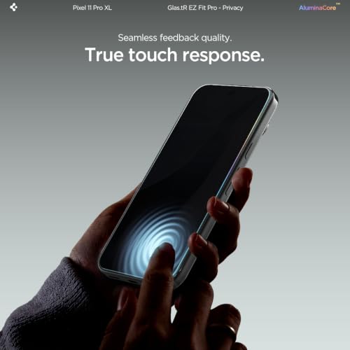 Image of Spigen GlasTR EZ FIT Pro Privacy Screen Protector for Pixel 11 Pro XL | AluminaCore, Aluminum-enhanced 10H+ tempered glass, Privacy Filter, auto-align tray, Original touch, Case-friendly, 2Pack