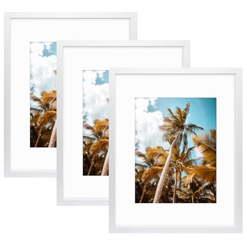 Image of Frametory 16x20 Picture Frame for Wall, Display Picture 11x14 with Mat or 16x20 Without Mat, Gifts for Family (White, 3 Pack)