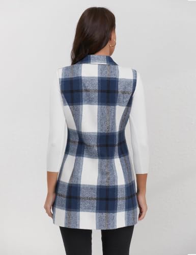 Image of IDEALSANXUN Plaid Vest for Women Fall Winter Sleeveless Blazer Jackets