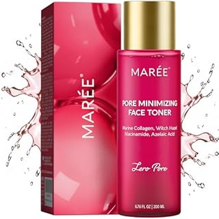MAREE Pore Minimizer for Face Toner – Witch Hazel Toner with Niacinamide & Marine Collagen – Gentle Exfoliating Oil Control Facial Toner for Women – BHA Liquid Exfoliant – Alcohol Free Tonico Facial