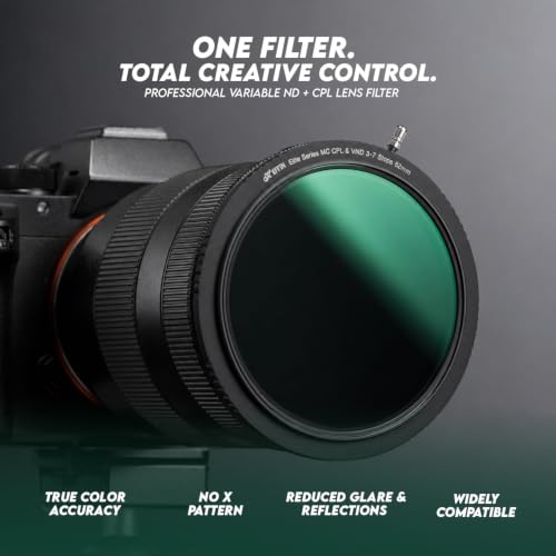 Image of HIFFIN Elite 77mm Variable ND & CPL Filter (3-7 Stops) | 2-in-1 ND + Circular Polarizer Lens Filter | Multi-Coated Optical Glass | Slim Aluminum Frame | Protective Box & Lens Cap | DSLR & Cameras