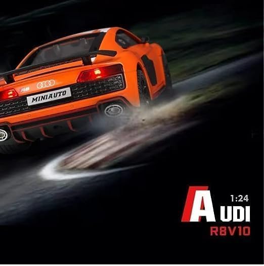 Image of Exclusive 1:24 Auudi R8 V10 Alloy Metal Pullback Toy car Features openable Doors and a Light, Making it a Great Gift for Music Lovers and a Fun Toy for Kids.(Colors as Per Stock)(Auudi R8 V10)