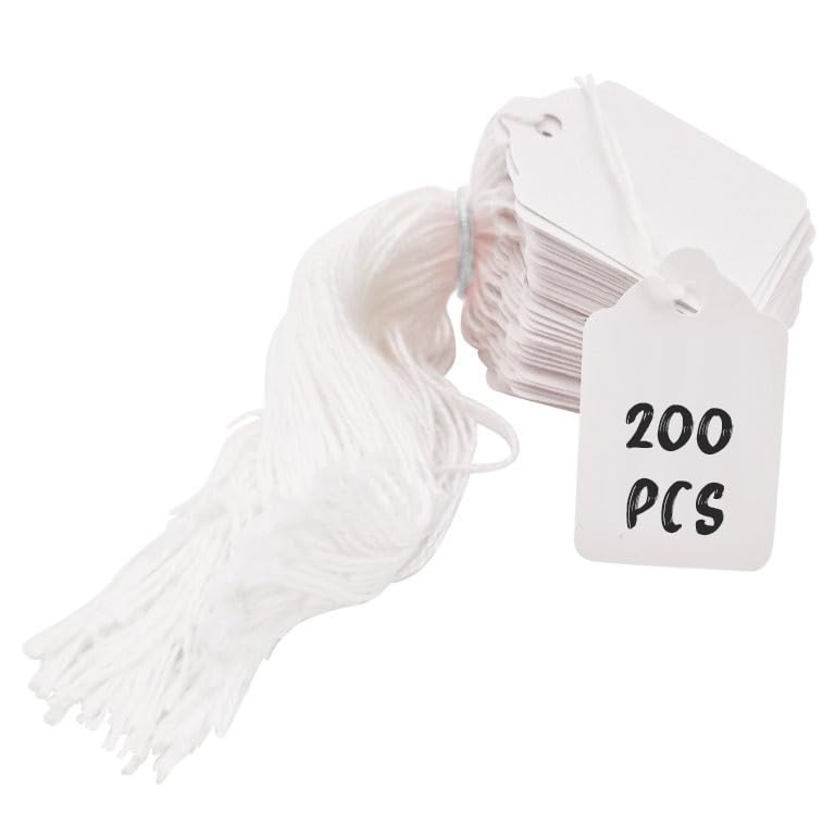 Swift Strung Tags White Card Clothing Parcel Label String Hanging Gift Swing Tickets Kraft Hang Price Labelling 37mm x 24mm (Pack of 200) โ image 1