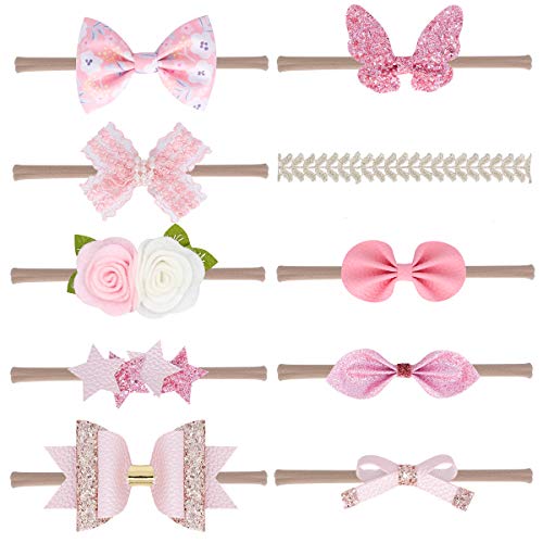 Baby Girl Headbands Newborn Infant Toddler Hairbands and Bows Child Hair Accessories (pps-pink)