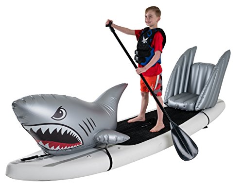 Stand Up Floats Inflatable Toy Shark And Seat Easily Attaches To Any Sup Paddle Board With Removable Universal Harness, Grey, Large #TOP6