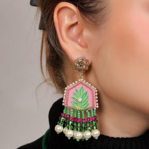 Image of KHOJ.CITY Ethnic Earrings for Women | Handmade Jewellery for Women | Lightweight Boho Statement Earrings for Girls | Multicolor Stylish Earrings