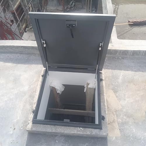 Trampilla de acceso a techo de acero negro rectangular de 63 x 73 cm 2