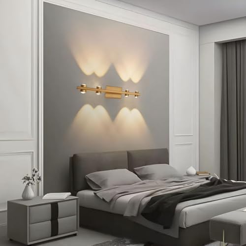 Image of Groeien 8 LED Golden 8 watt Up /Down Wall Sconce Bathroom Vanity Indoor Outdoor Light Fixtures for Mirror, Hallway,Bedroom,Indoor Wall Light(DualArc-8LED)