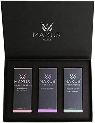 Maxus Nails Complete Collection Containing Base, Top and Nail Strengthener