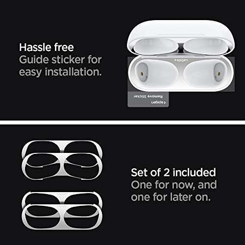 Spigen Shine Shield Designed For Airpods Pro 2Nd Generation (2022) And Airpods Pro (2019) Anti Dust Sticker [2 Sets] - Metallic Silver #TOP5