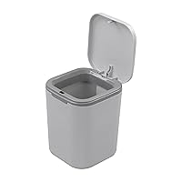 Vista 8 de Morcte Paquete de 1 bote de basura pequeño de 0.5 galones, mini bote de basura de escritorio con tapa de botón, color blanco