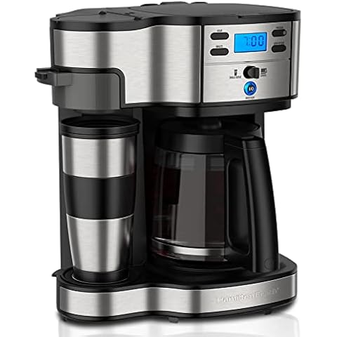 Hamilton Beach - Cafetera con doble sistema de preparación, con taza de viaje, hasta 12 tazas de café, cafetera de filtro programable, cafetera totalmente automática Cover