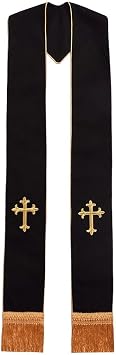 Clergy Stole for Men Church Supplies,Choir Stole with Cross for Wedding Officiant Priest Robe Accessories,Baptism Catholic Church Priest Mass Stole Accessories