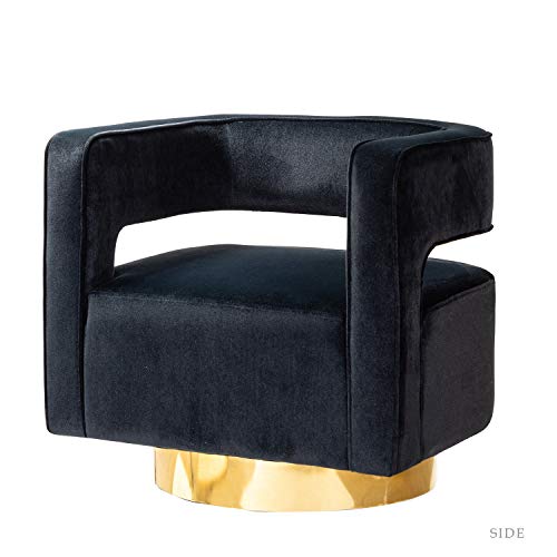 Sillón Barrel Giratorio Moderno Curvado Negro miniatura 3