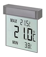 TFA Dostmann Vision digitales Fensterthermometer aussen, 30.1025, selbstklebend, großes Display mit Außentemperatur, Höchst- und Tiefstwerte, 97 x 22 x 105 mm, Silber