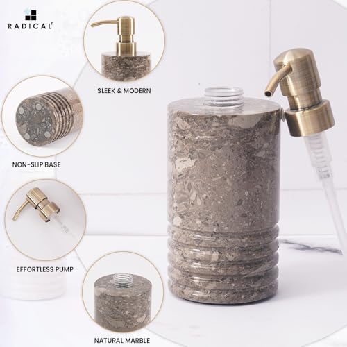 Image of Radicaln Oceanic Marble Liquid Soap Dispenser, 7.5'' Inches, 8.5 Oz Capacity, Refillable & Reusable, Modern Design for Kitchen & Bathroom