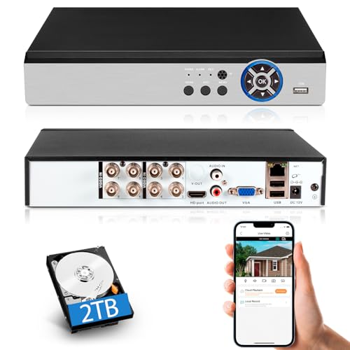 8 Channel Security DVR Recorder with 2tb Hard Drive,5MP Surveillance Video Recorder for Security Camera,1080p Hybrid 5-in-1 Wired DVR AHD/TVI/CVI/CVBS/IP Camera with Human Detection,24/7 Recording by Fuers - Used condition - US$151.99