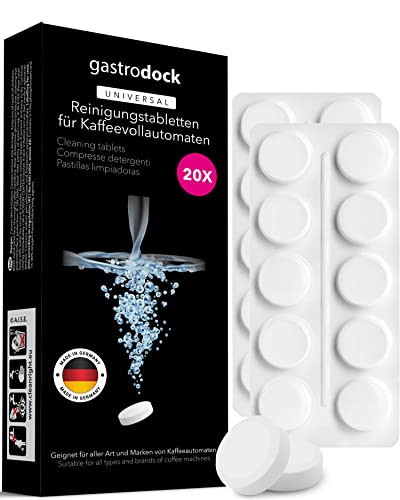 Pastiglie di pulizia premium per macchine da caffè completamente automatiche (20 x 2 g), made in Germany, compatibili con Siemens, Jura, Krups, Bosch, Miele, Melitta, WMF