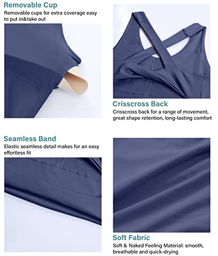 Image of Sports Bras for Women Criss-Cross Back Padded Workout Tank Tops Medium Support Crop Tops for Women