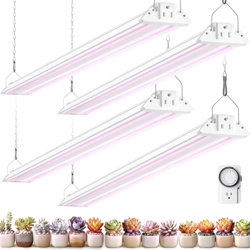 Barrina TX72 4FT Grow Lights for Seed Starting, 288W(4 x 72W, 2000W Equivalent), Full Spectrum, Linkable, High PPFD, Mechanical Timer, Grow Lights for Indoor Plants with On/Off Switch, 4 Packs by Barrina - Used condition - US$71.99