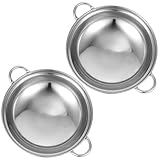 HOMSFOU 2 Stück Edelstahl Kochtöpfe Klein ohne Deckel Auslaufsichere Bar und Warmhaltetöpfe mit Festem Griff Metallische Kochpfannen für Gas und Induktionsherde