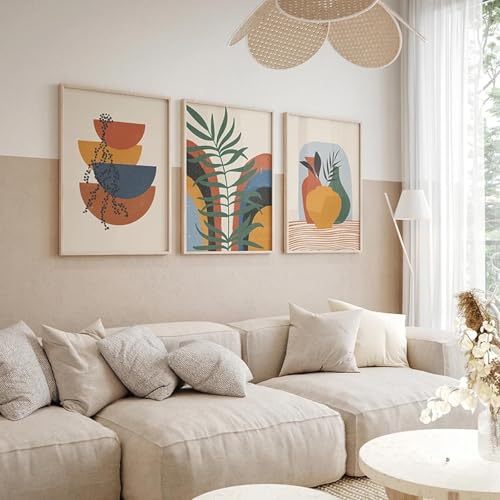 Impression sur toile géométrique abstraite orange grand format pour grand mur - 4