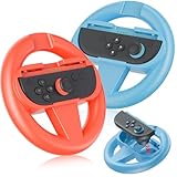 Nintendo Switch 2 Joycon用ステアリングホイール2個パック、人間工学に基づいたレーシングホイール、マリオカート8デラックス用、軽量で耐久性があり、取り付けと取り外しが簡単、スイッチ2つのアクセサリー(オレンジとブルー)