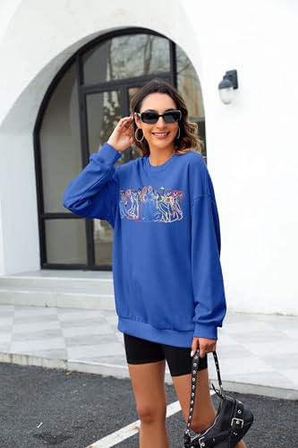 BANGELY Magical Sweatshirt Women Cute Embroidered Magic Princess Sweater Family Vacation Shirt Casual Long Sleeve Top Deep-blue — view 4