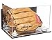 Better Display Cases Acrylic Baseball Glove Display Case with Mirror Case , White Risers , Wall Mount and Mirror Base (V41/A004)