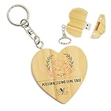 My Custom Style Pen Drive USB in legno cuore 5x5,3x1cm PERSONALIZZABILE 16Gb