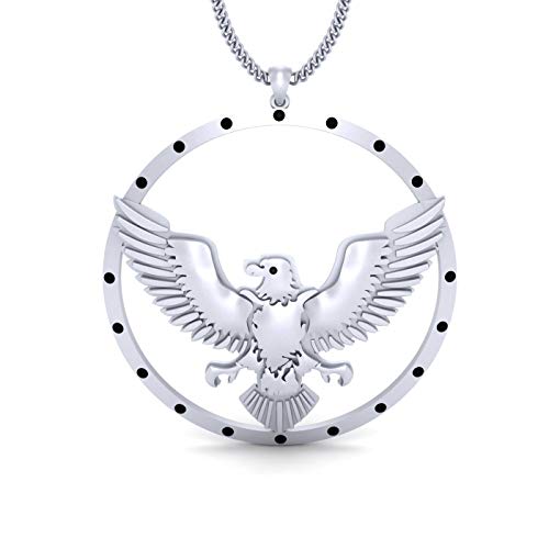 Colgante de águila de diamante negro y plata 925 joyería de aves para hombre