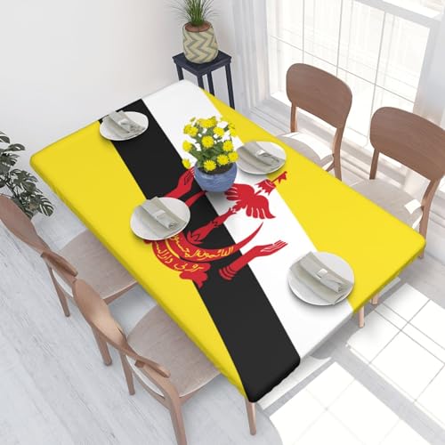 Brunei Flag Premium 4ft Square Elastic Edged Table Cover Easy-Care Oil-Repellent