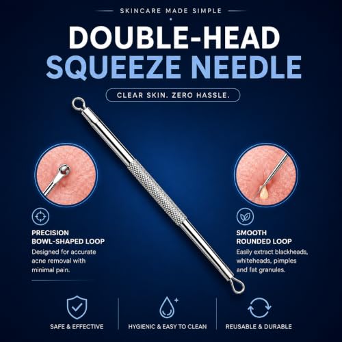 Image of Blackhead Remover Tool Kit, 4 Pcs Professional Stainless Steel Blackhead & Pimple Popper Extractor Kit, Acne Comedone Remover, Whitehead & Blemish Removal Tools with Storage Case for Face & Nose