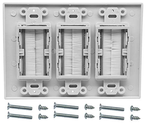 Placa de pared RJ45 y USB con pasacables de cepillo CGTime para empotrar 3