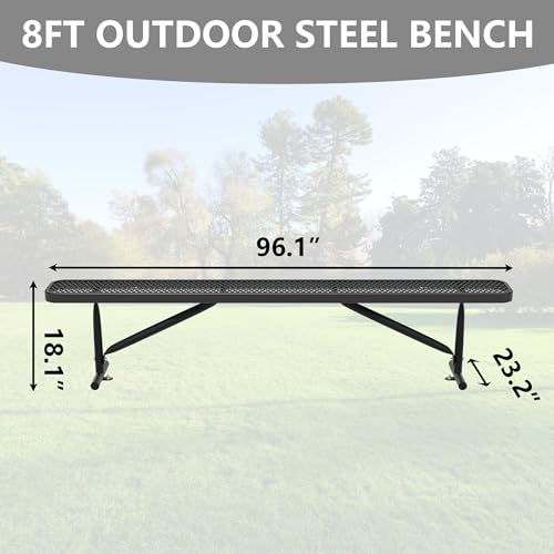8FT Metal Outdoor Bench for Parks and Stylish Sitting Areas - Image 2
