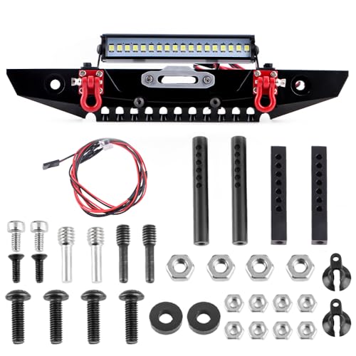 Pare-chocs avant en métal avec barre LED et remorque pour RC Crawler 1/10 Traxxas TRX4 Axial SCX10