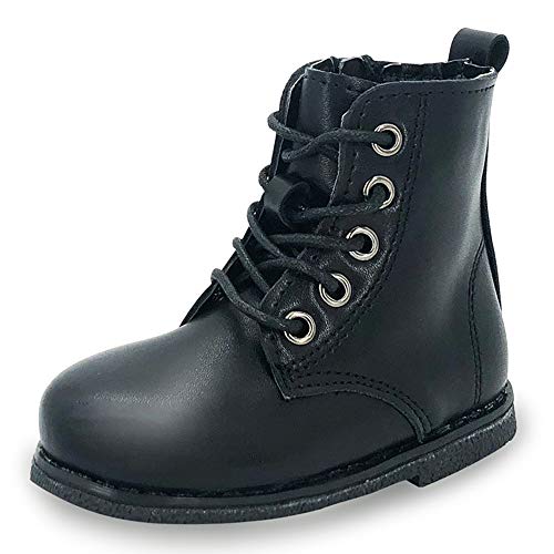 TIMATEGO Toddler Boys Girls Hiking Boots Waterproof Non Slip Warm Winter Ankle Martin Oxford Shoes Kids Rain Snow Boots(Toddler/Littler Kid) 9.5 Toddler, 04 Black