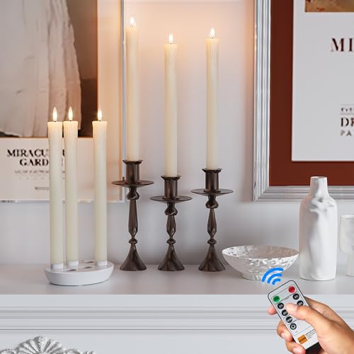Image of Rechargeable Flameless Taper Candles with Remote, Charging Station, 6 Pcs
