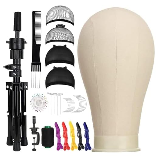 SZCY LLC 23 Inch Canvas Block Mannequin Head for Wigs Making Display with Wig Caps, T Pins, C Bristle Brush