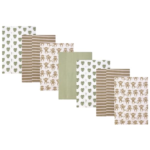 Image of Hudson Baby Infant Boys Cotton Flannel Burp Cloths 7-Pack, Monkey, One Size