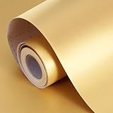 Gold Matte Wrapping Paper, 17inch x 33ft Solid Color Christmas Gift Wrap Pearly Lustre Paper, Art Craft Paper Roll, Gift Wrapping Paper for Wedding, Valentine's Day, Birthday, Christmas, Baby Shower