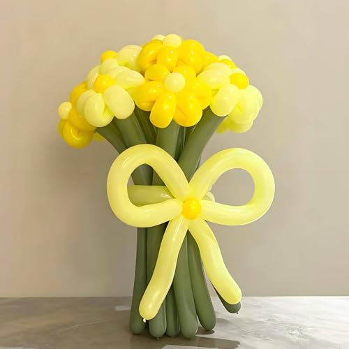 Image of 260 Yellow Long Balloons for Balloon Garland Thickening Skinny Latex Twisting Animals Modeling Christmas Birthday Wedding Party Festival Decorations 100pcs