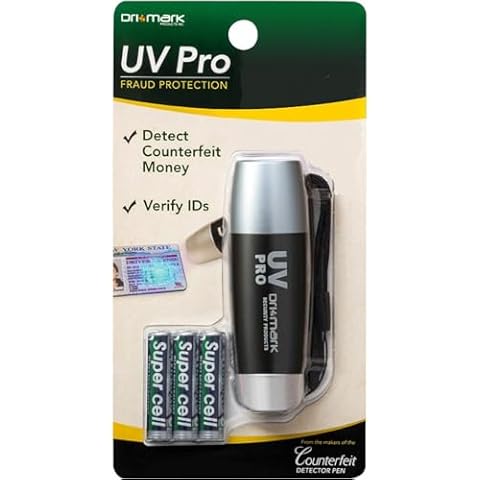 Dri Mark UV Pro Proprietary UV Flashlight Document Fraud & International Counterfeit Money Detection - Detects Pet Urine, Stains & Cleanliness - Loss & Fraud Protection - Batteries Included Cover