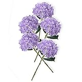 PARTY JOY 5PCS 15.4In Artificial Hydrangea Silk Flowers Bouquet Faux Hydrangea Stems for Wedding Centerpieces Home Decor (Light Purple)
