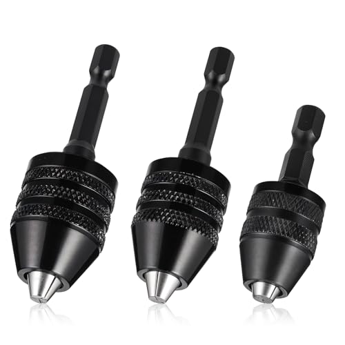3Stück Schnellspannbohrfutter Bohrfutter für Akkuschrauber Bohrfutter Adapter 1/4 Zoll Sechskantschaft Bohrer Adapter Konverter für Schlagschrauber Schnellwechsel Konverter Verlängerung