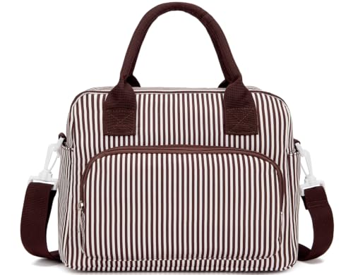 GASSDA Lunch Box for Women Insulated Lunch Bag Women Adult Cute Lunch Bags Reusable Lunchbox Cooler Tote Bag for Work Picnic (Coffee with white stripes)