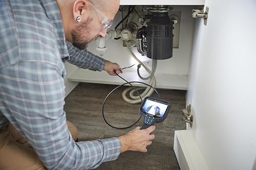 BOSCH GIC5-27C Professional Borescope Inspection Camera with Adjustable LED Light, 11ft. Removable Endoscope Camera, Up Indicating Arrow, Includes 12V Rechargeable Battery, Carrying Case, Attachments